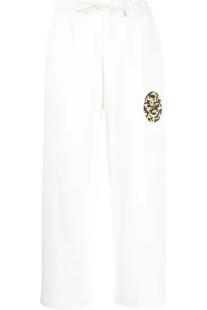 JOSHUA SANDERS Byxor, Dam, M, Bomull, Vita Grafiska Tryck Wide-Leg Byxor