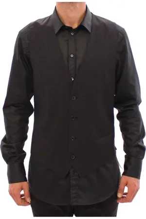 Dolce & Gabbana Kostym, Herr, M, Grå Logo-Dekorerad Klänning Väst