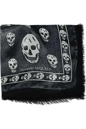 Alexander McQueen Accessoarer, Herr, ONE Size, Svart Skull Print Halsduk