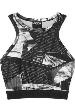 VERSACE Topp, Dam, M, Tidningsmönster Ärmlös Crop Top