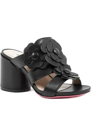 DEE OCLEPPO Skor, Dam, 36 EU, Läder, Svarta Lädersandaler med 8 cm Klack
