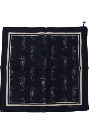 Dolce & Gabbana Accessoarer, Herr, ONE Size, Blå Seahorse Print Sidenscarf
