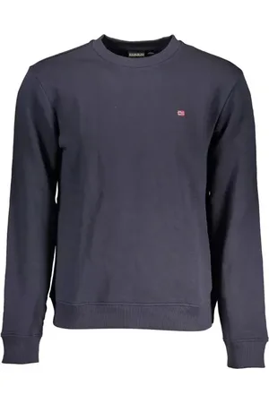 Napapijri Stickade tröjor & koftor, Herr, M, Bomull, Blå Broderad Logo Crew Neck Sweater