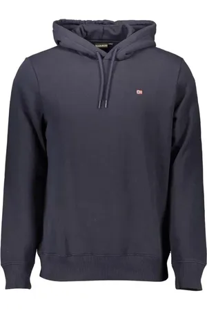 Napapijri Sweatshirts & Hoodies, Herr, 3Xl, Bomull, Blå Hoodie med Logotyp