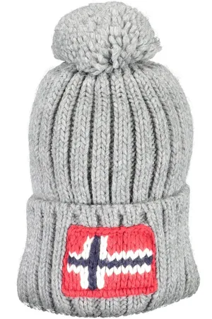 Napapijri Accessoarer, Herr, ONE Size, Grå Ull Pompon Logo Mössa