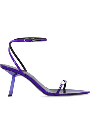 Saint Laurent Skor, Dam, 39 EU, Läder, Lila Lädersandaler med Metallisk Finish