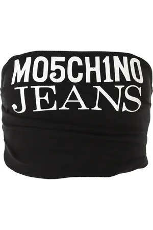 Moschino Topp, Dam, S, Räfflad Logo Crop Top i Svart