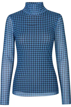 Baum und Pferdgarten Stickade tröjor & koftor, Dam, M, Polyester, Rutigt Mönster Mesh Turtleneck Blus