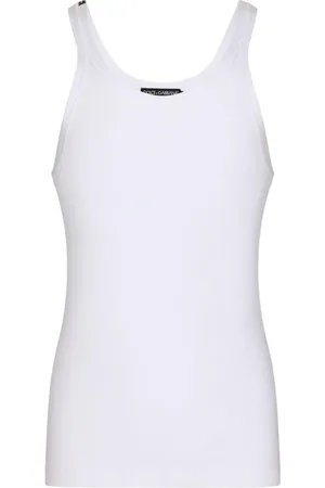 Dolce & Gabbana Topp, Herr, 2Xl, Bomull, Ribbad Tanktop med Logopatch