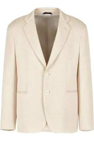 Giorgio Armani Jacka, Herr, 2Xl, Ivory Silkejacka Mesh Effekt