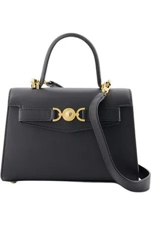 VERSACE Väska, Dam, ONE Size, Läder, Svart Läder Topp Handväska