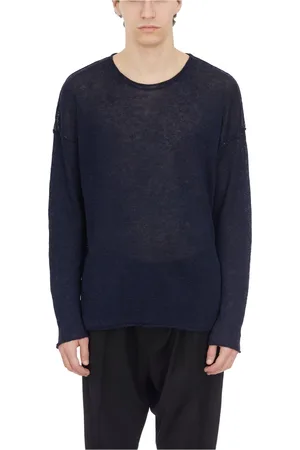 ISABEL BENENATO Stickade tröjor & koftor, Herr, S, Linne, Linne Crew Neck Sweater