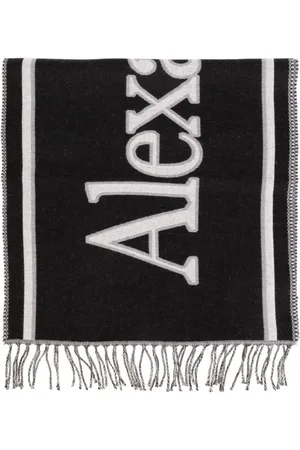 Alexander McQueen Accessoarer, Herr, ONE Size, Fringe Logo Print Wraparound Halsduk