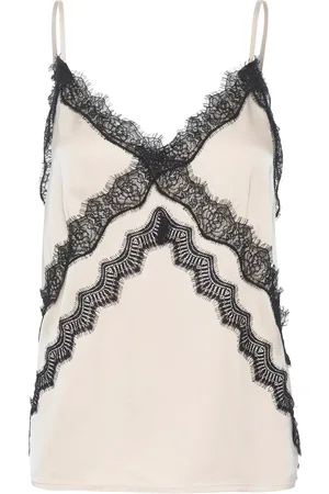 Gestuz Topp, Dam, L, Spetsdetalj Slip Top Blus Birch