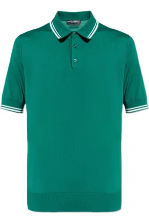 Dolce & Gabbana Topp, Herr, S, Läder, Sidenspolo med logotypapplikation