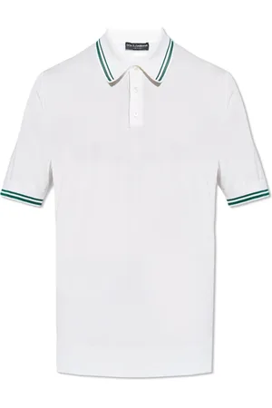 Dolce & Gabbana Topp, Herr, L, Sidenspolo med logotypapplikation