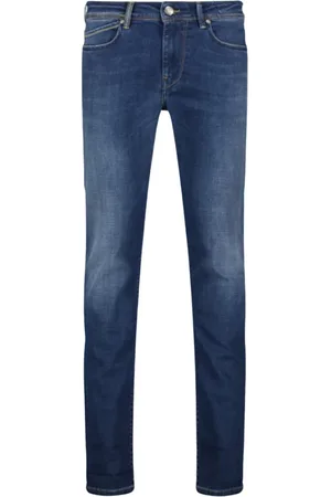 RE-HASH Jeans, Herr, W30, Bomull, Blå Slim Fit Dragkedja Ficka Jeans