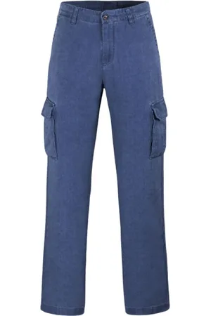 MOORER Jeans, Herr, XL, Linne, Indigo Linne Cargo Byxor