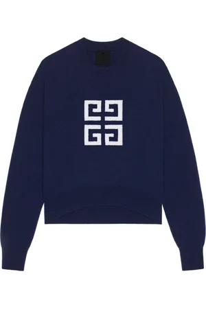 Givenchy Stickade tröjor & koftor, Dam, XS, Kashmir, Blå tröja med 4G-emblem