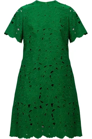 Erdem Klänning, Dam, L, Bomull, Grön Blommig Broderad Miniklänning