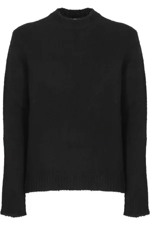 Jil Sander Stickade tröjor & koftor, Herr, L, Nylon, Svart Alpacka Crewneck Tröja
