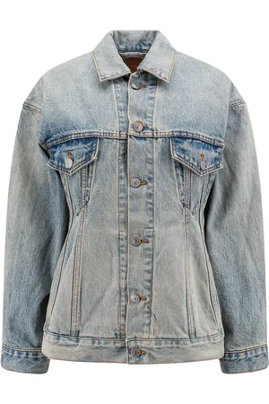 Balenciaga Jacka, Dam, 2Xs, Bomull, Blå Bomull Denim Jacka Kappor