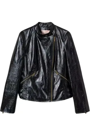 Twin-Set Jacka, Dam, S, Läder, Svart Läder Bikerjacka
