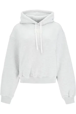 Alexander Wang Sweatshirts & Hoodies, Dam, M, Bomull, Präglad Logotyp Boxy Hoodie Sweatshirt