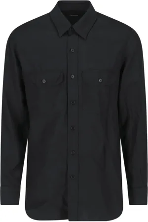 Tom Ford Skjorta, Herr, L, Bomull, Svart Skjorta med Fickdetalj