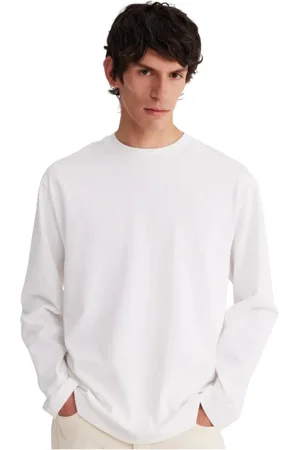Rohe Topp, Herr, M, Bomull, Vit Oversized Långärmad T-shirt