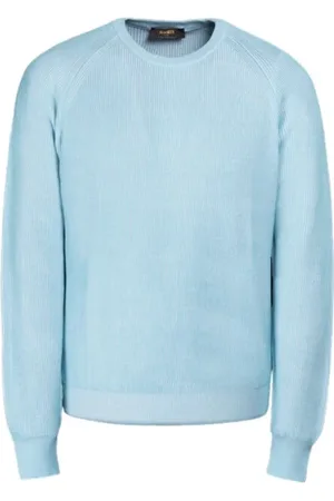 MOORER Stickade tröjor & koftor, Herr, M, Bomull, Sea Island Cotton Crew Neck Sweater