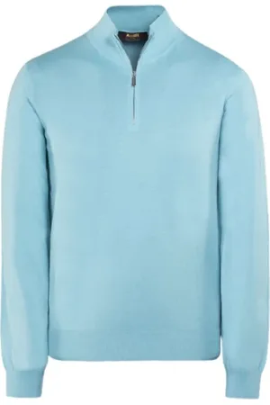 MOORER Stickade tröjor & koftor, Herr, L, Bomull, Sea Island Cotton Half-Zip Sweater