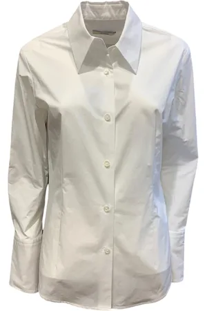 ODEEH Blusar & Skjortor , Dam, S, Bomull, Vit Blus Slim Fit Spetskrage