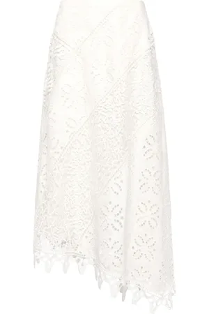 ULLA JOHNSON Kjol, Dam, S, Linne, Vit Solara Kjol