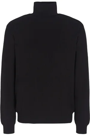 Armani Exchange Stickade tröjor & koftor, Herr, M, Svart Stickad Tröja Hög Hals Långärmad