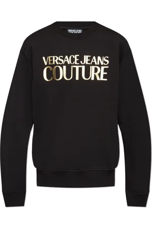 VERSACE Sweatshirts & Hoodies, Herr, 2Xl, Läder, Sweatshirt med logotyp