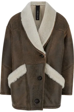 Blancha Jacka, Dam, S, Läder, Shearling Trim Läderjacka Brun