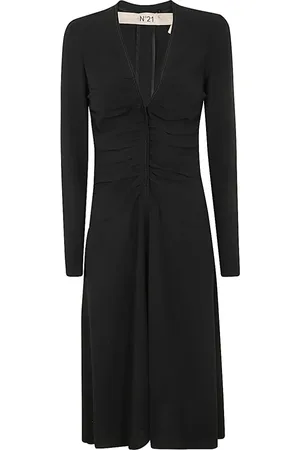 Nº21 Klänning, Dam, L, Polyester, Svart Midi Klänning Elegant Stil