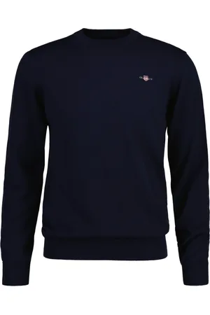 GANT Sweatshirts & Hoodies, Dam, XL, Bomull, Kvällsblå Stickad Tröja - Kvinnors Avslappnade Stil