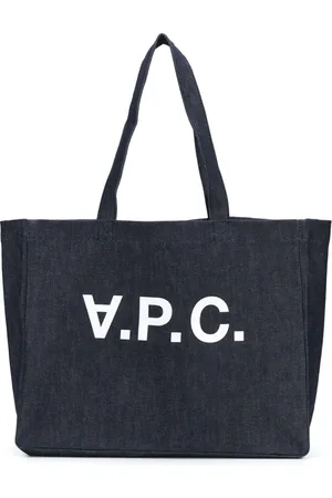 A.P.C. Väska, Dam, ONE Size, Denim, Daniela Logo Print Denim Shoppingväska