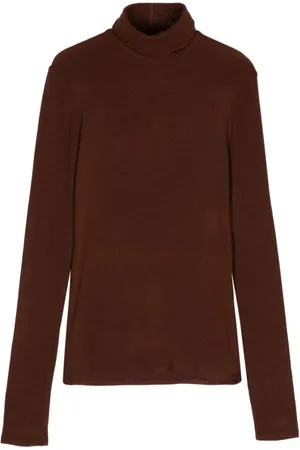 ALYSI Stickade tröjor & koftor, Dam, S, Brun Turtleneck Tröja Finstickad
