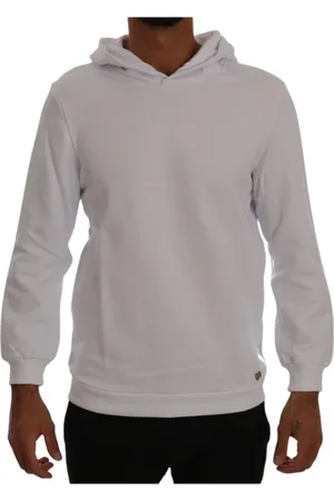 D.A. Daniele Alessandrini Sweatshirts & Hoodies, Herr, XL, Bomull, Lyxig Vit Huva Tröja Bomull