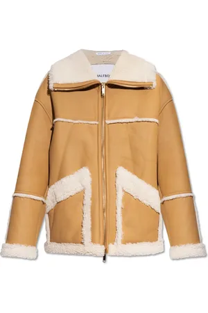 Halfboy Jacka, Dam, S, Läder, Shearling kappa med fickor
