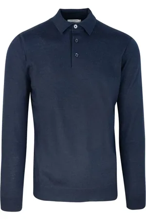 Paolo Pecora Topp, Herr, S, Blå Polo Regular Fit 100% Virgin Wool