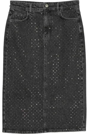 Twin-Set Kjol, Dam, M, Denim, Denimkjol med Strassapplikationer