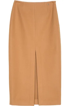 Twin-Set Kjol, Dam, M, Polyester, Kamelkjol med Framre Slits