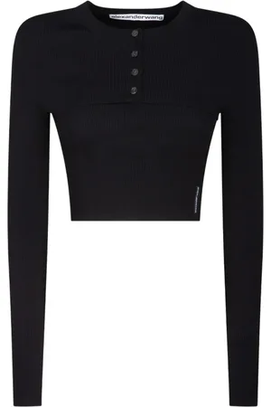 Alexander Wang Stickade tröjor & koftor, Dam, S, Svart Ribbstickad Tvådelat Set
