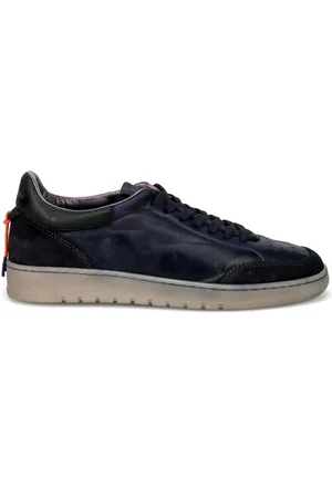 Barracuda Skor, Herr, 42 EU, Läder, Blå Lädersneaker med Mockadetaljer