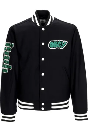 Obey Jacka, Herr, L, Polyester, Varsity Jacka Svart Quiltad Foder