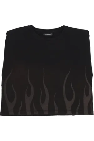 Vision Of Super Topp, Dam, M, Bomull, Flames Tee Svart Dam T-shirt